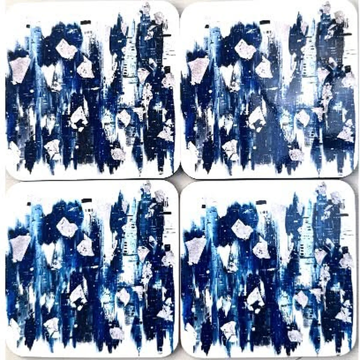 Blue abstract art coaster set by Alice Chambers