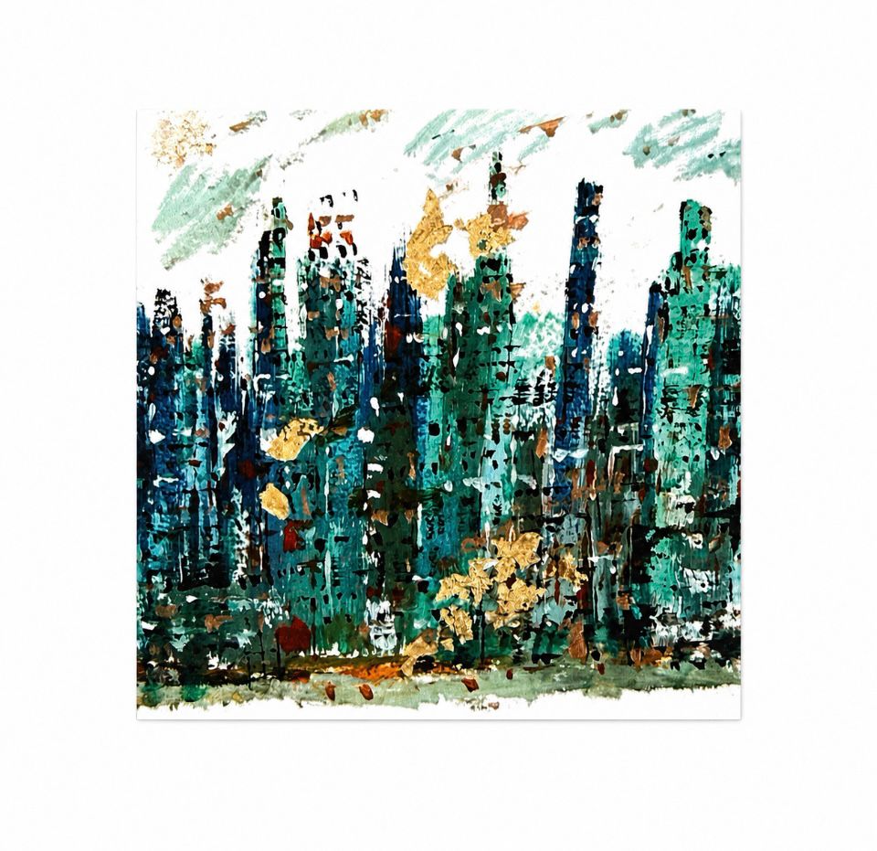 Cityscape in Greens Greeting Card