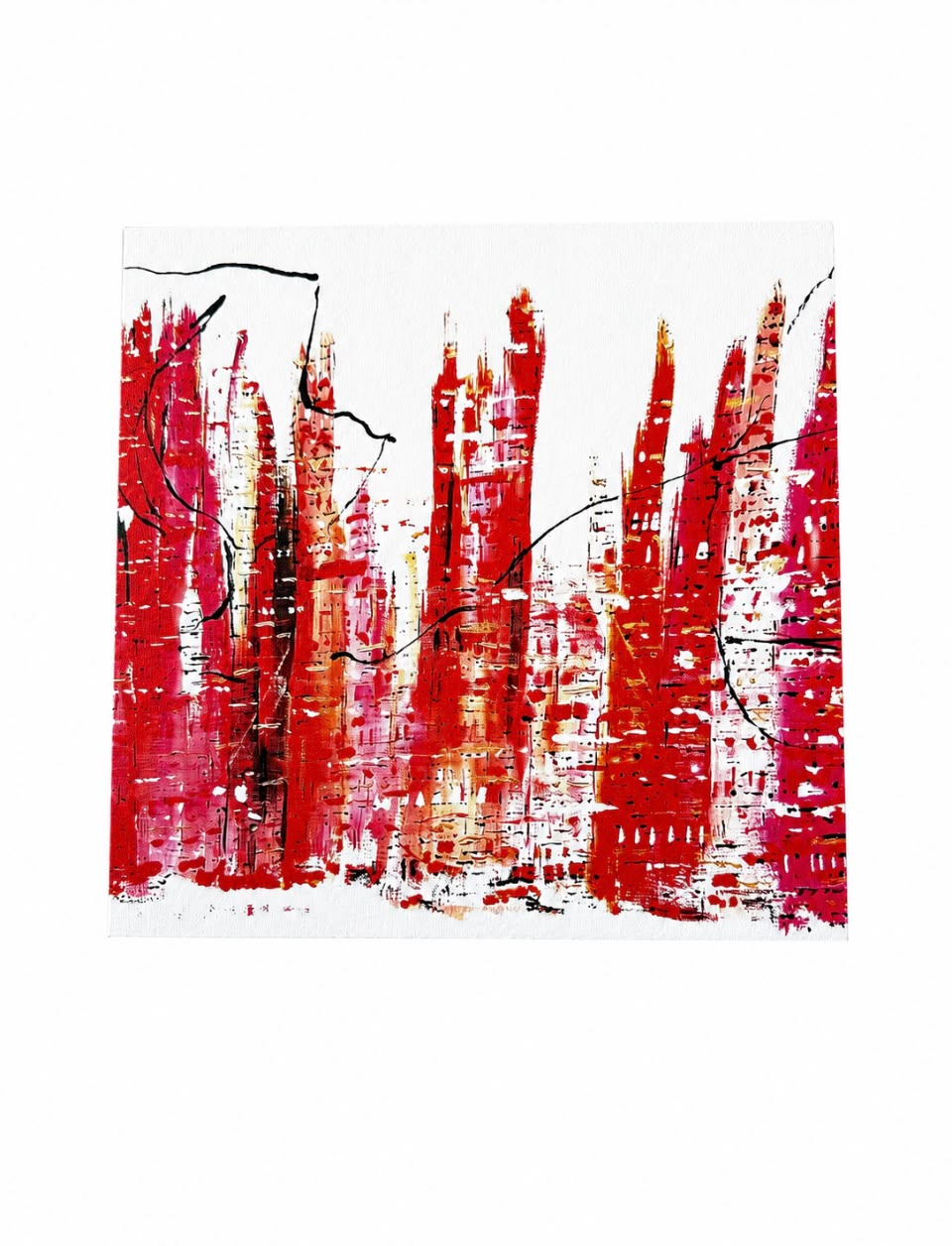 Cityscape in Red Greeting Card